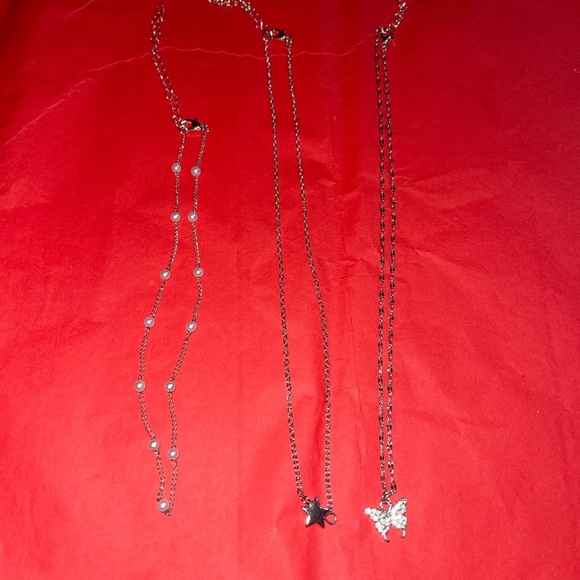 Jewelry - Elegant Silver Necklace Set with Butterfly and Star Charms
